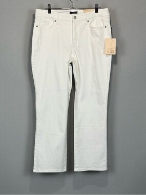 NYDJ Jeans Women 12 White Marilyn Straight Ankle Stretch Lift Tuck Technology